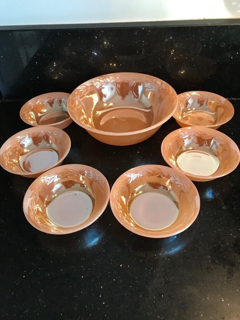 image for Vintage Fire King Peach lustre bowls