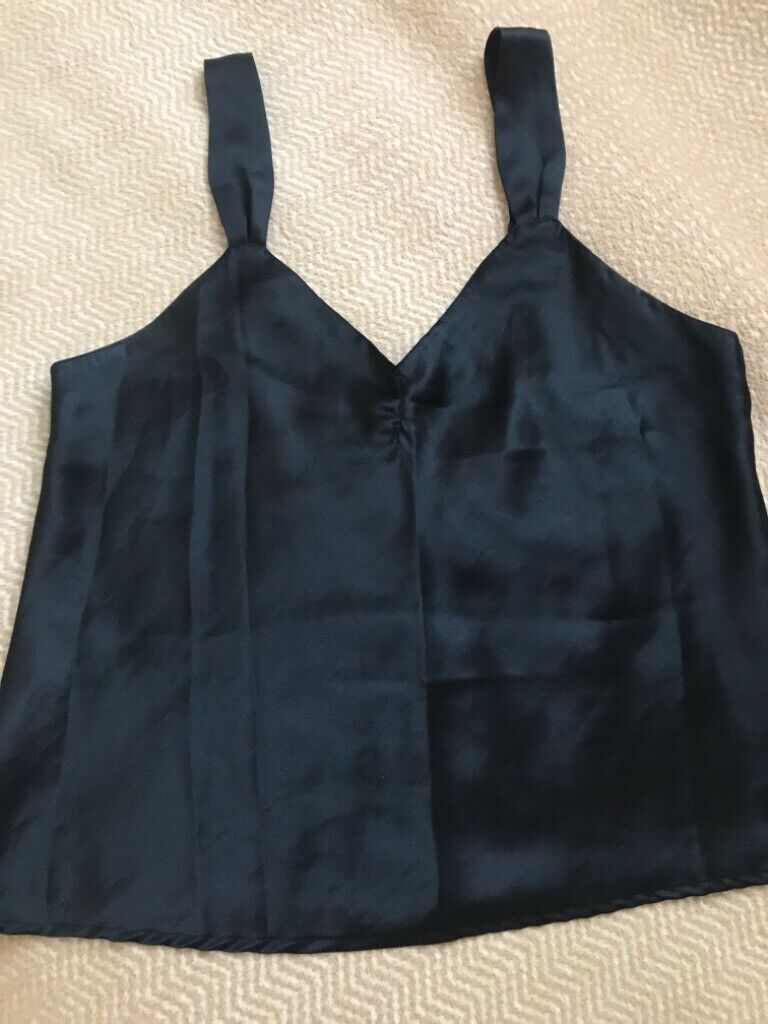 2x Black polyester satin camisoles.size 16