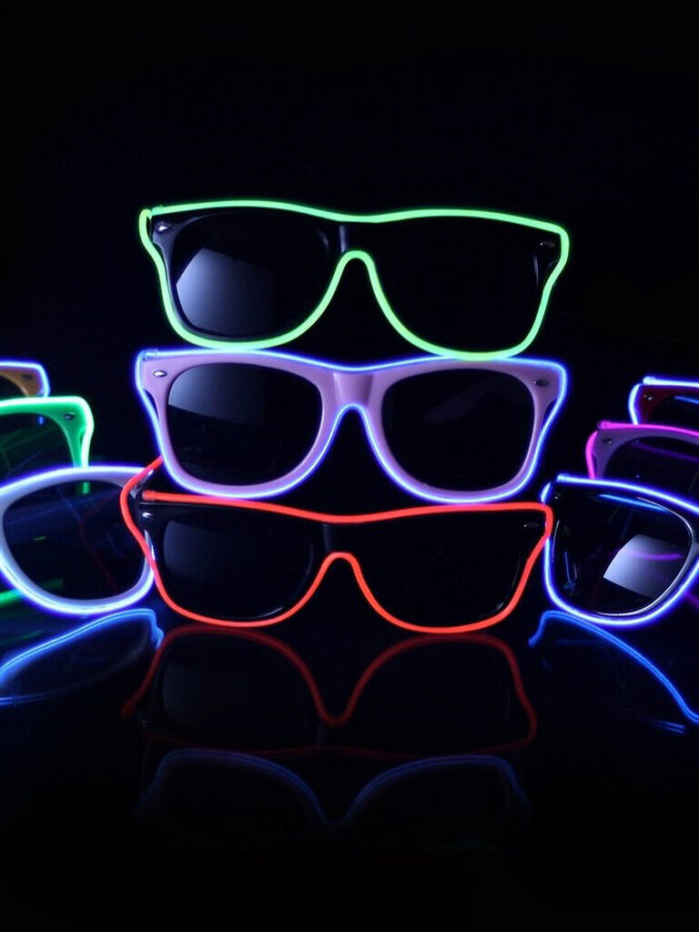 COOL MANIA LED NEON WAY FARER SUN GLASSES LIGHTING STAG PARTY 3 MODES STROBE.*