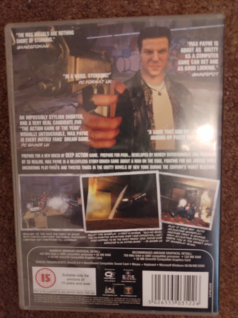 PC CD ROM - 2001. MAX PAYNE. IMMACULATE CONDITION.