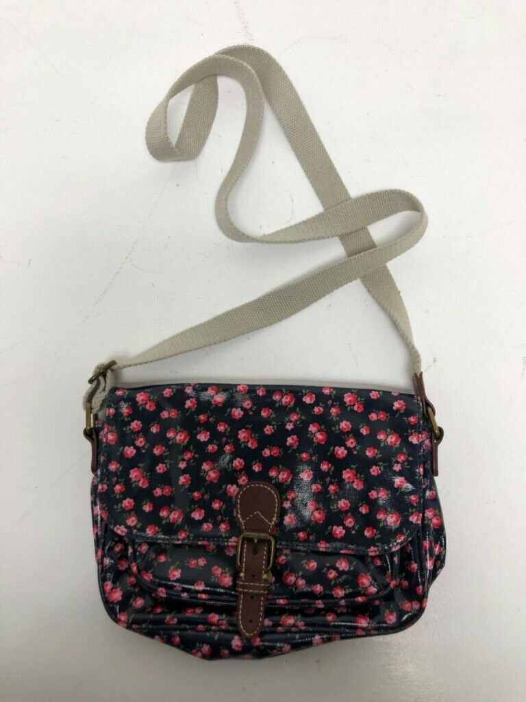 image for Cath Kidston Navy Blue Floral Oilcloth Shoulder Crossbody Bag Handbag 