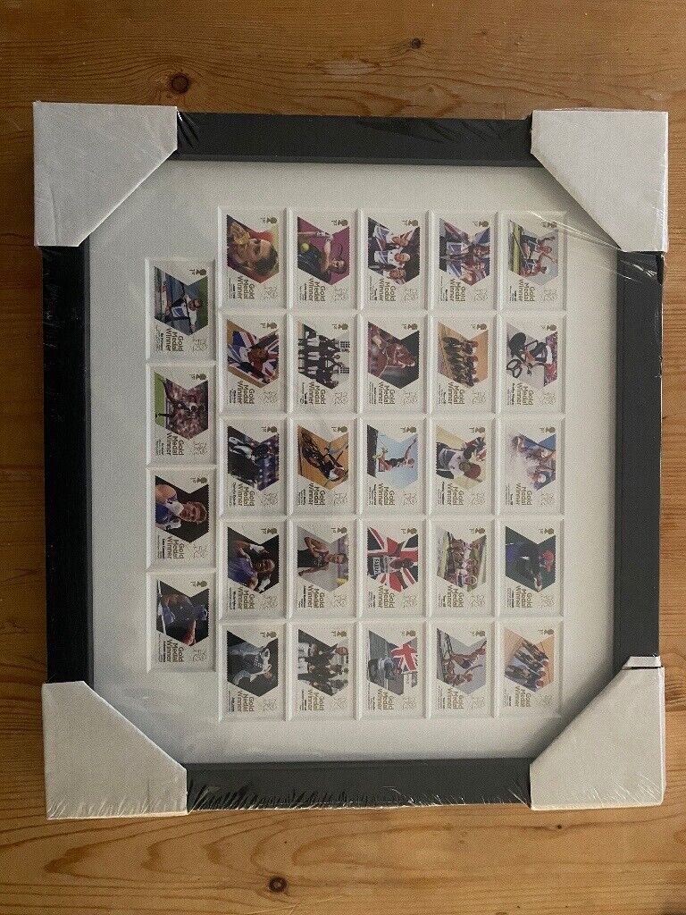 image for New Framed London Olympics 2012 Gold Medal Winners Stamps