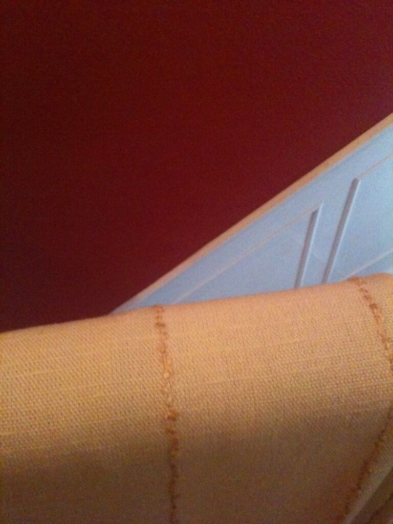CURTAINS CREAM WITH BIEGE STRIPE 58 inches long 43 wide each curtain 