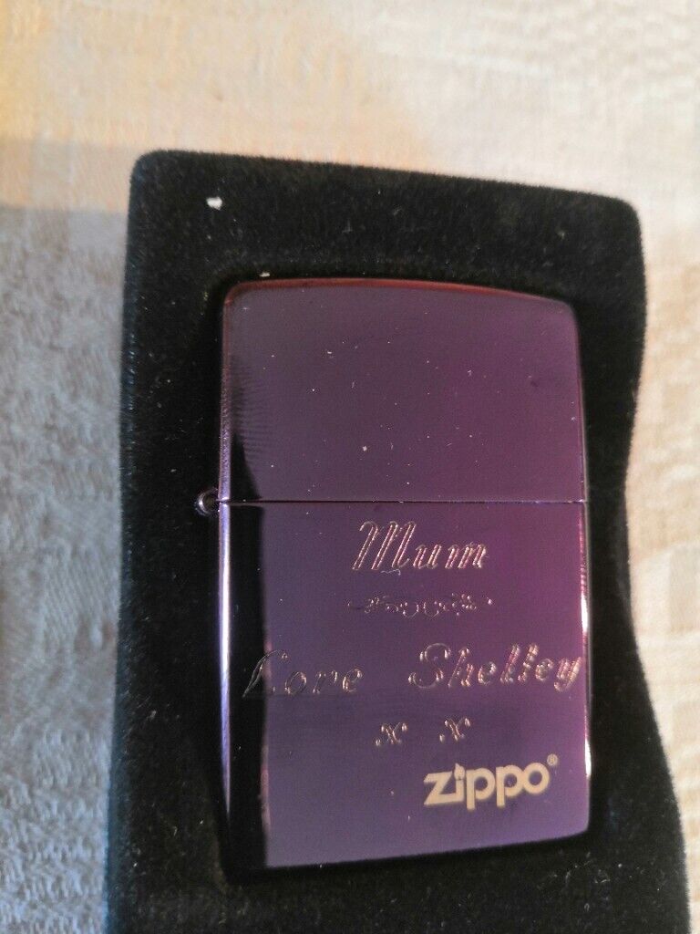New, Boxed, Personalised, Zippo Lighter Gift Set - Purple, Mum, Love Shelly