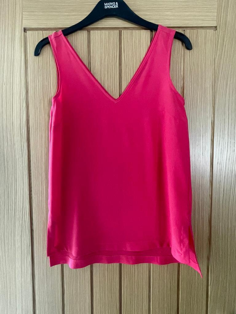 image for Marks and Spencer Fuchsia Pink V Neck Sleevless Camisole Blouse Top 6