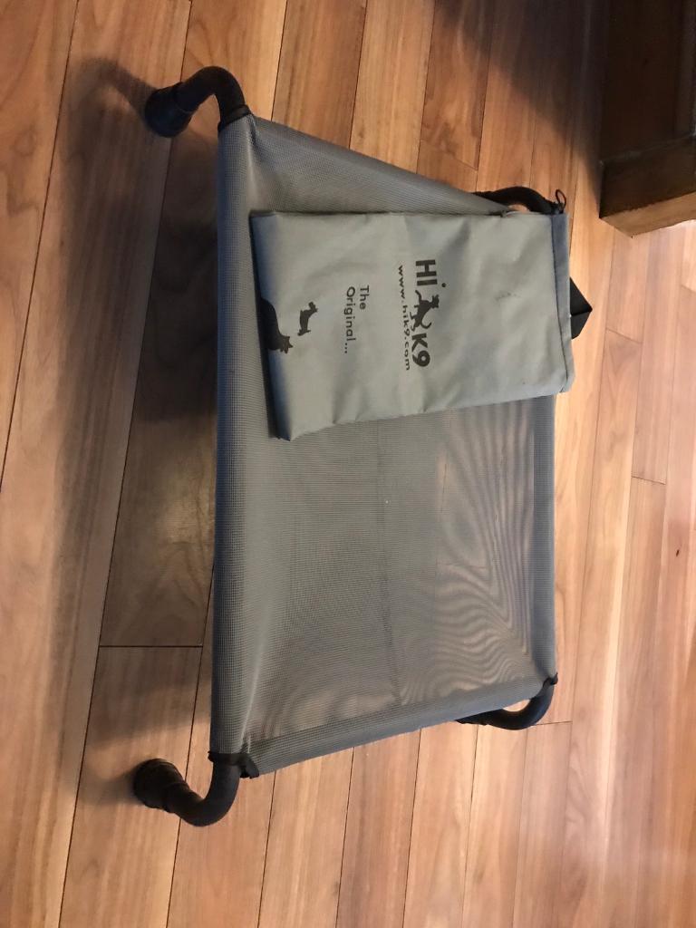 image for hike9 bed with gray mesh cover and heavy duty feet.