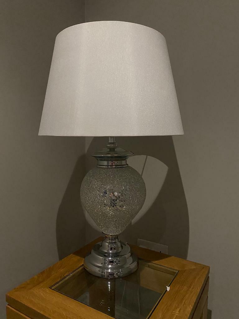 image for Extra Large Silver/Ivory Lamp - NEW 