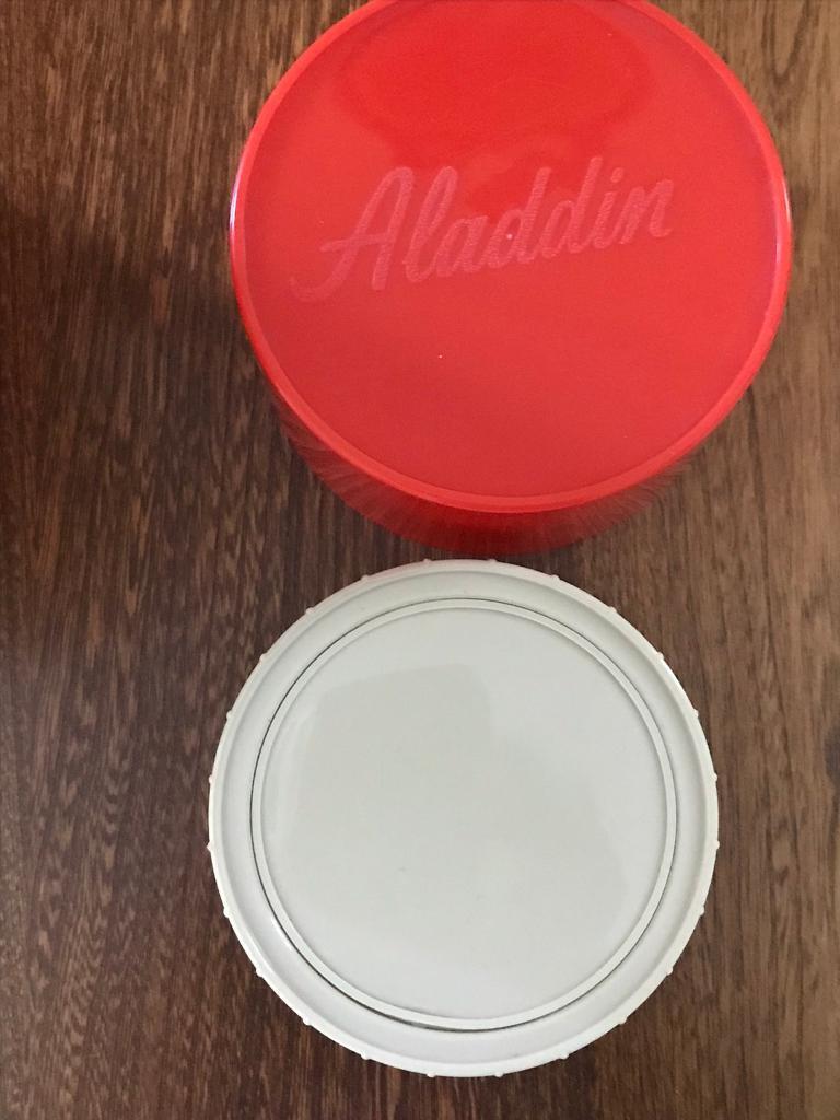 Vintage Aladdin Red And Beige Super Food Flask