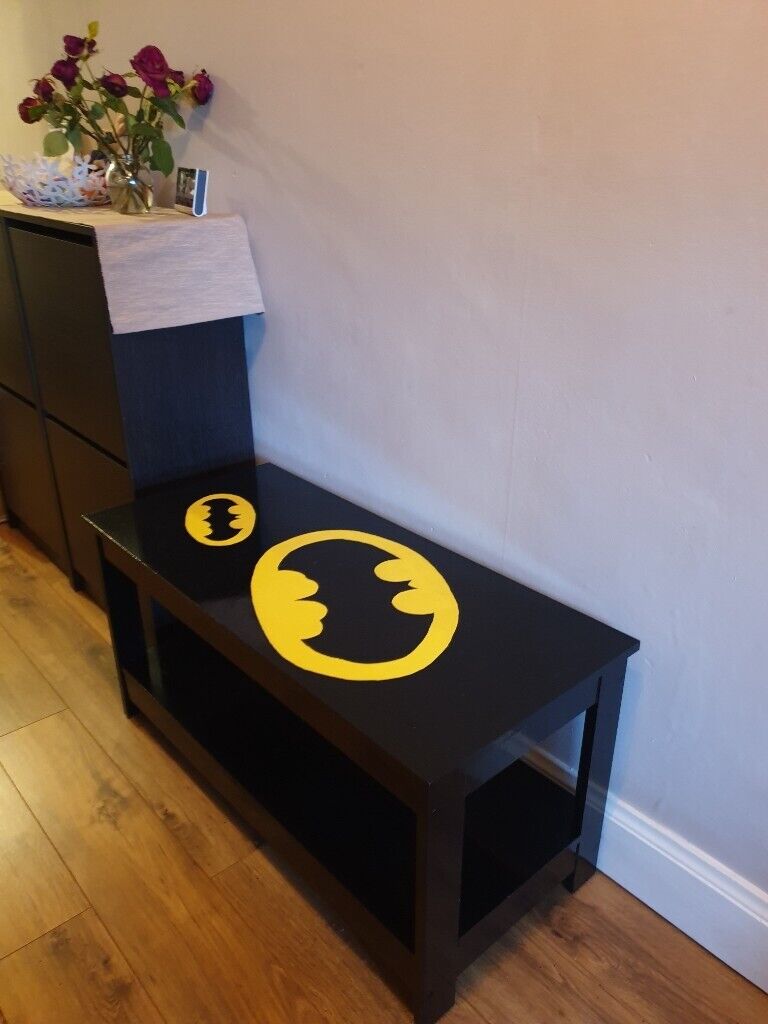 Wooden table with a Batman theme