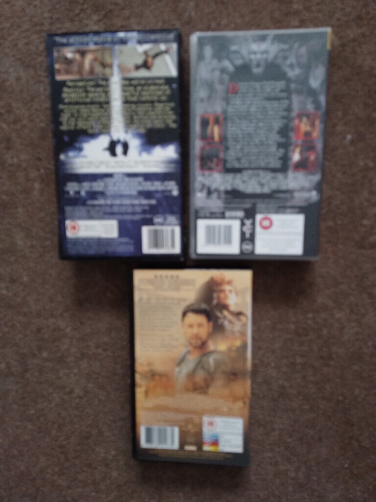 VHS VIDEO TAPES - THE MATRIX, DRACULA & GLADIATOR. Sold separately.