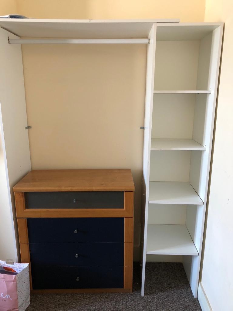 White wardrobe (Extendable) + chest of drawers