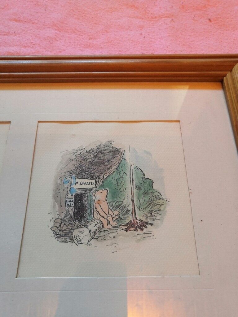 Vintage, 3 x Winnie the Pooh Watercolour Paintings/Prints, Framed - Exc Con