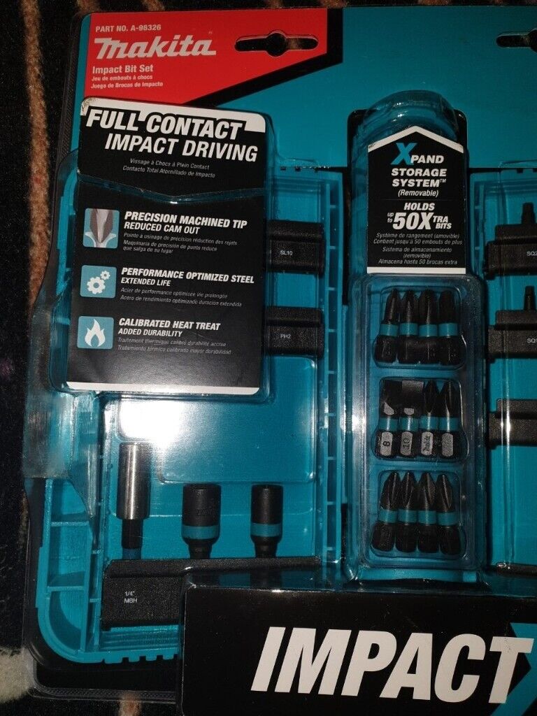Makita IMPACT X Bit Set 35pc New In Package A-98326 fits all drills 2019 Pocket Cup box