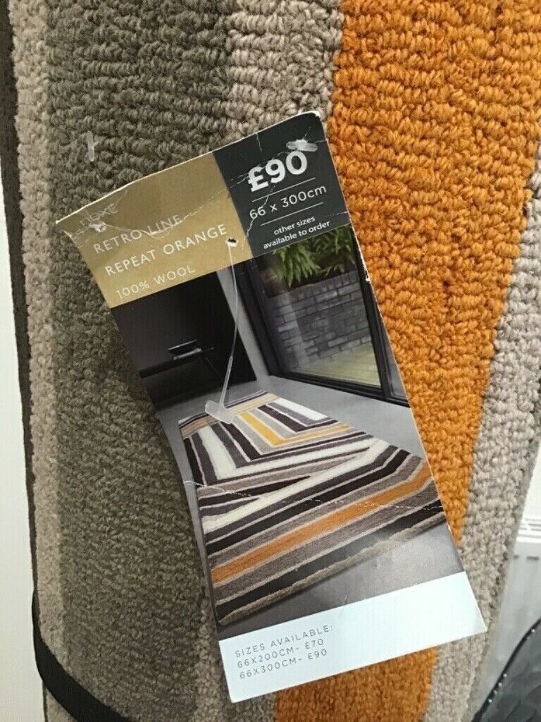 BRAND NEW - RETRO WOOL RUG / RUNNER FROM NEXT - 300cm x 66cm