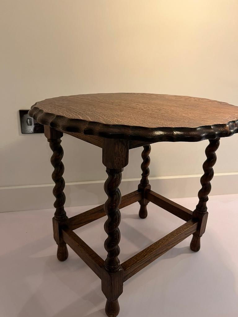 Barley Twist solid oak small side table, Circa 1920.