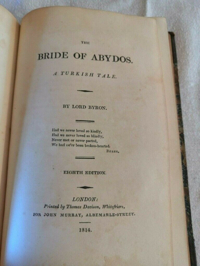 1814, Antique, Very Rare, Byron's Poems - Four Poems, Leather Bound Hardback