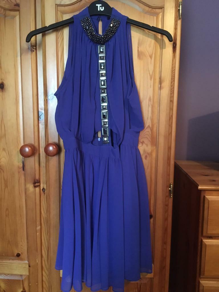 Royal Blue Chiffon Dress ( Size 12 ) £8
