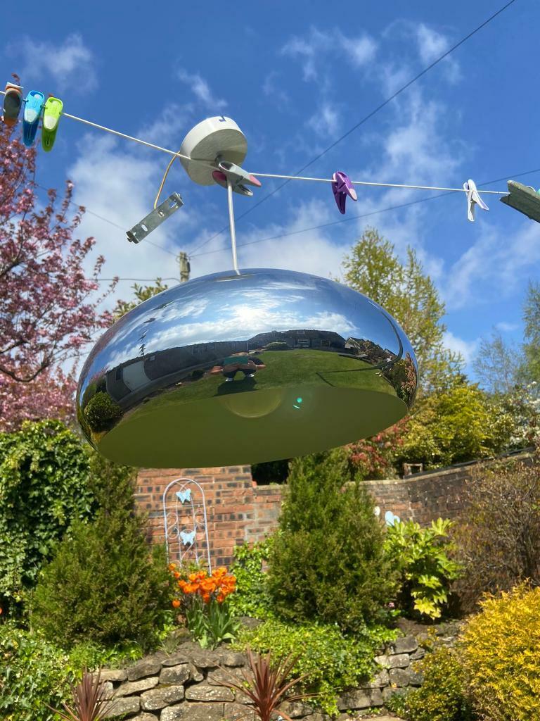 image for Silver large dome shade pendant light fitting 