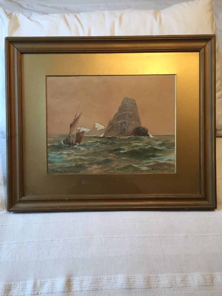 image for Original painting of The Worms Head, Gower, WALES by  Walter W Goddard 