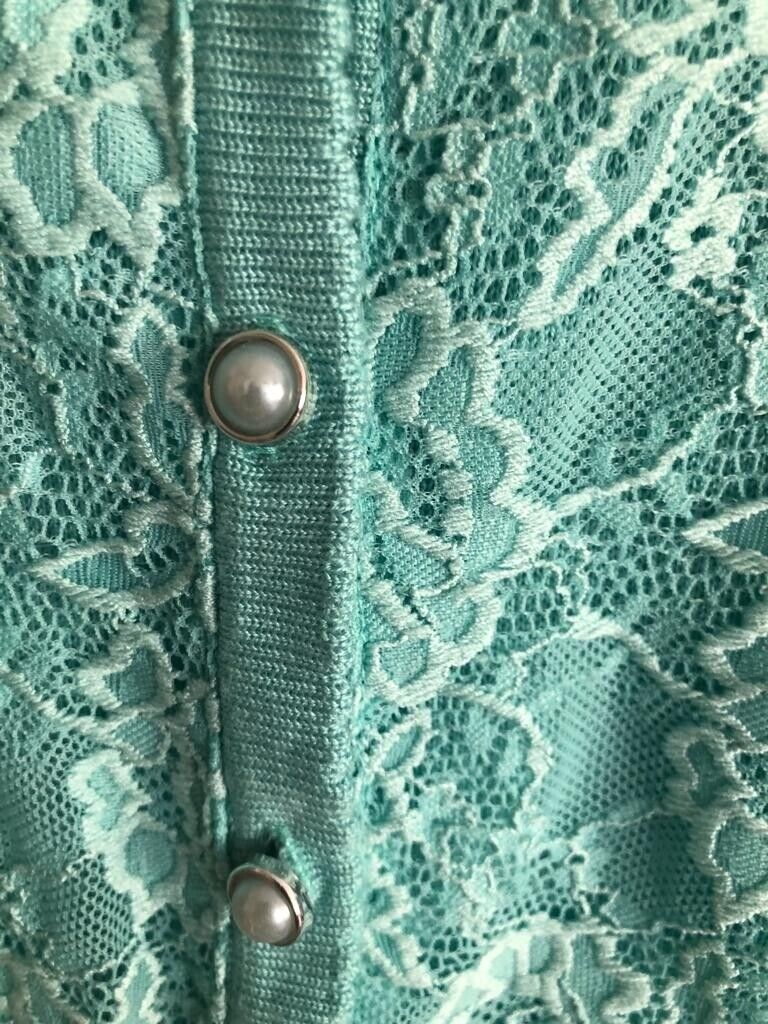 Brand New without tags Bonmarche Collection aquamarine lace overlay cardigan