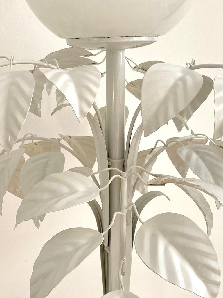 Sergio Terzani Italian 1970’s White Leaf Floor Lamp Glass Globe Light