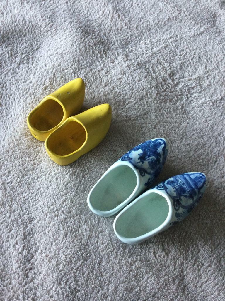 image for Miniature ceramic vintage Dutch clogs.