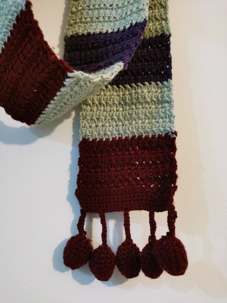 Purple-Grey Knitted Scarf