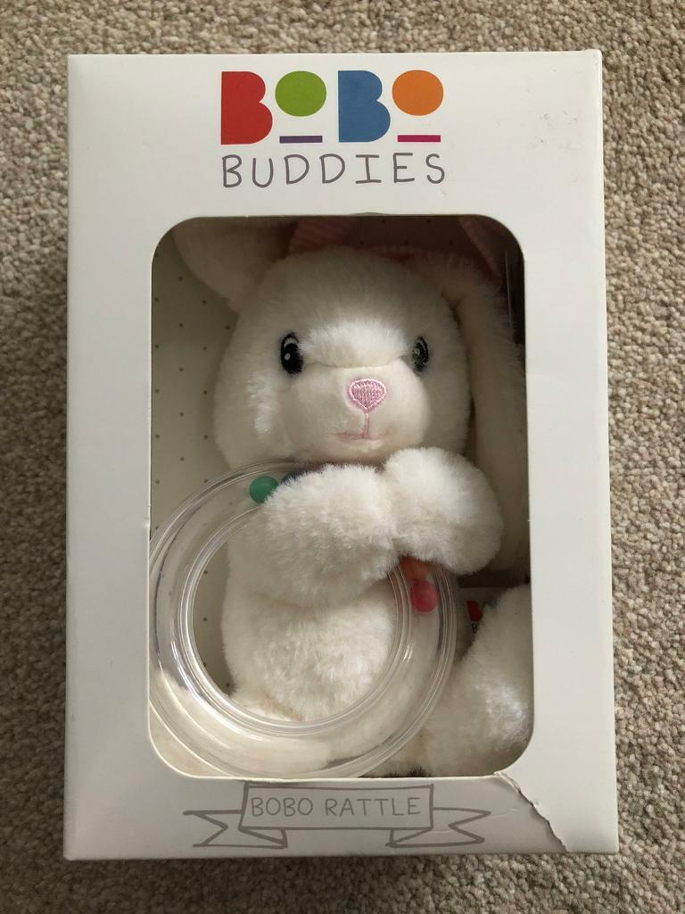 Bobo Buddies rabbit rattle comforter teether brand new in box