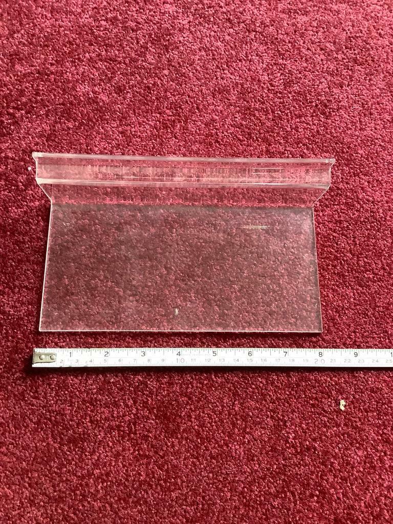 Job lot of acrylic leaflet poster holders slat wall hooks and shelf dividers