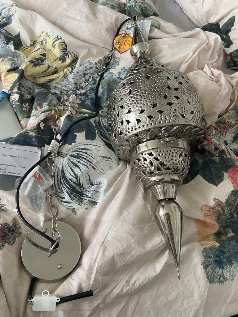 Indian silver handmade ceiling light Moroccan 