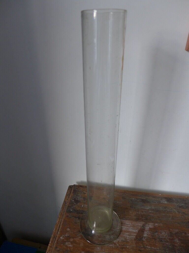 image for EXTRA TALL (58 cm) VINTAGE CYLINDRICAL GLASS JAR. GLASS VASE. GLASS CONTAINER. SPECIMEN JAR