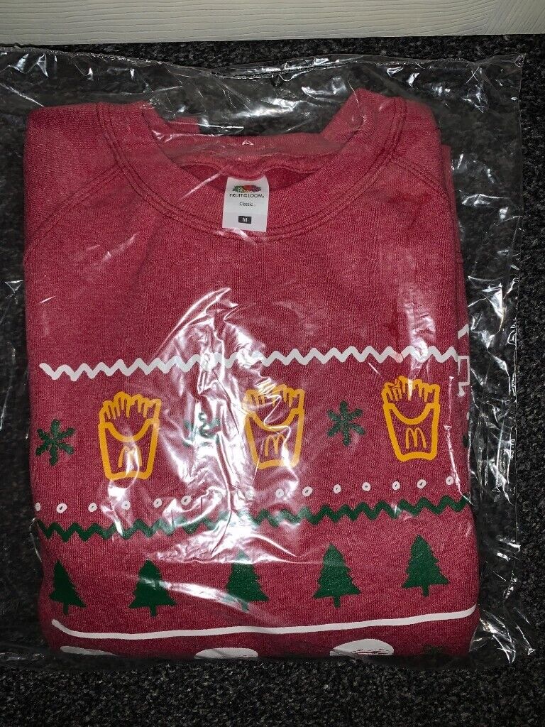 New McDonalds Christmas Jumper 2022 Red Size Medium IP1