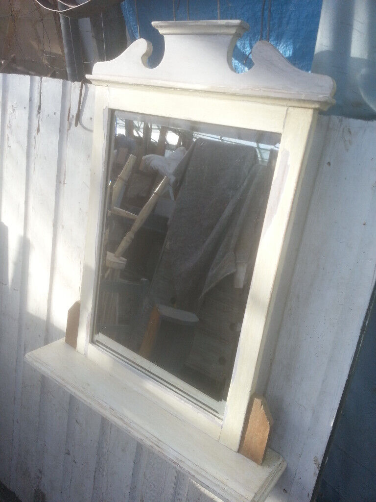 image for Upcycled, shabby chic, hardwood mirror.