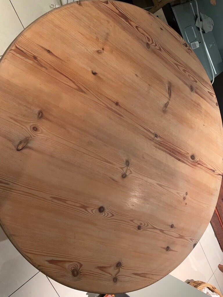 image for Old pine round pedestal table
