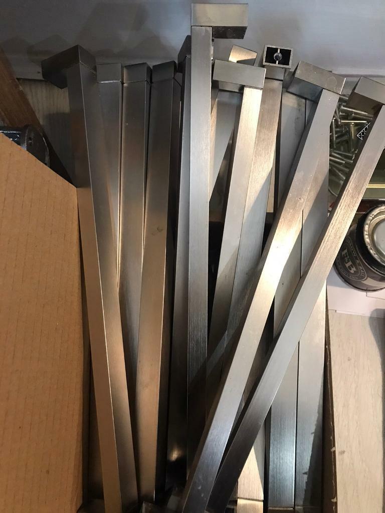 Excellent condition set of 18 satin nickel chrome kitchen cupboard handles 30 & 17.5 cm