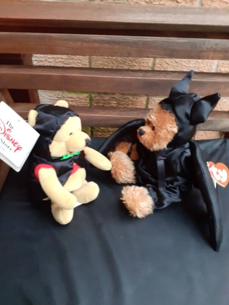 New Disney Bat Pooh and New Ty Bat Bear Beanie Babies.