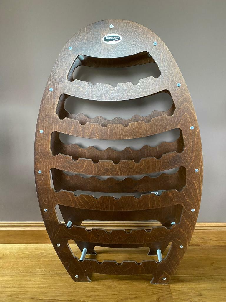 image for Original Legno Italian 36 Wine Bottle Stand in Acacia Wood and Satin metal