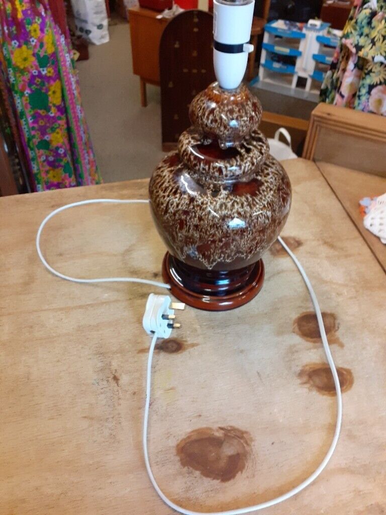 Vintage pottery lamp (No shade). Has no stamp/maker's mark. Highly lac