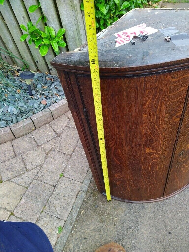 image for Antique Oak corner cupboard bow fronted 