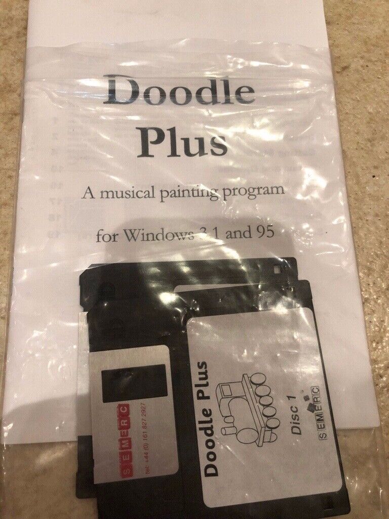 S/needs vintage sensory software”Doodle Plus; Floppy disks windows 3.1/95 touch screen, mice switch