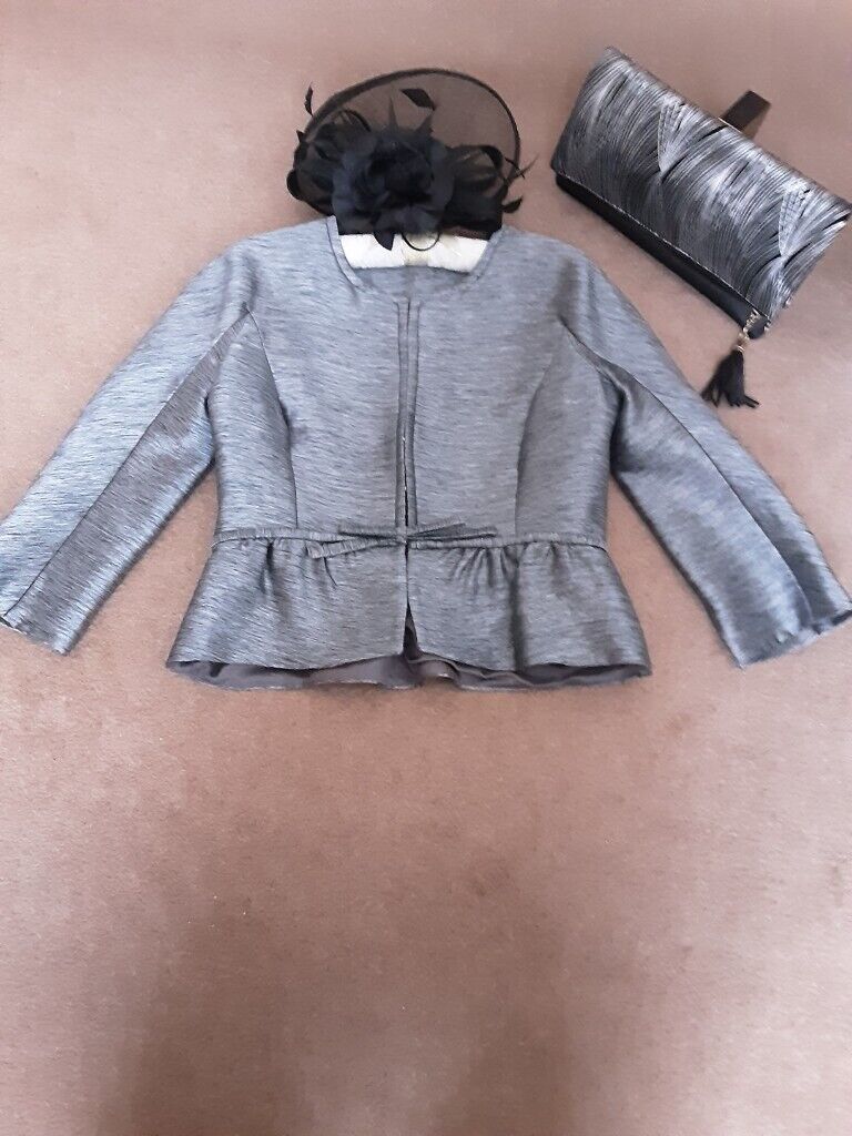 LADIES  JACKET, PLUS BLACK HAT AND SILVER  BAG 