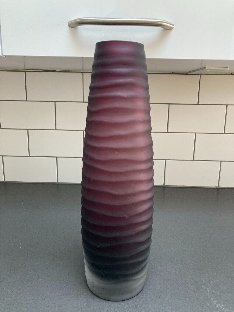 image for Decorative Glass Vase – Beautiful Plum Colour - Great Condition