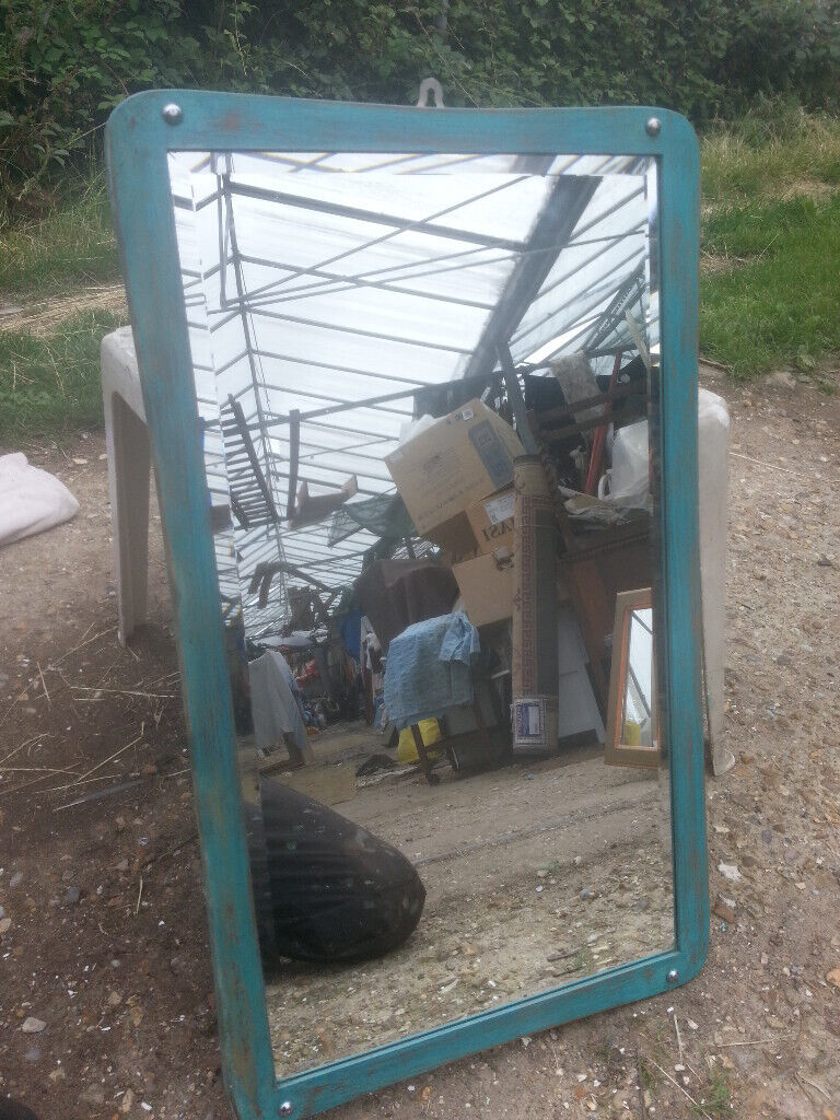 image for Upcycled, retro, hardwood mirror.