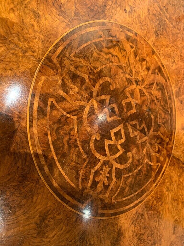 image for Antique centre table, circa 1870, walnut with marquetry in outstanding condition