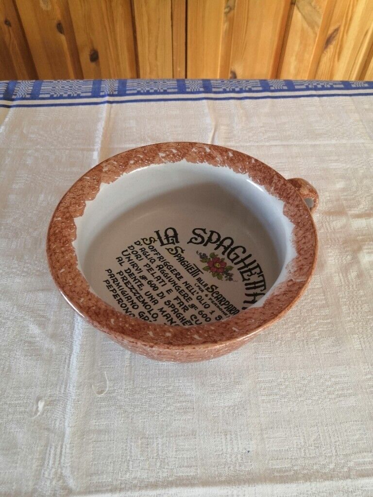 image for Vintage, Italian Spaghettata / Pasta Bowl with Recipe, Spaghetti alla Scarpara 