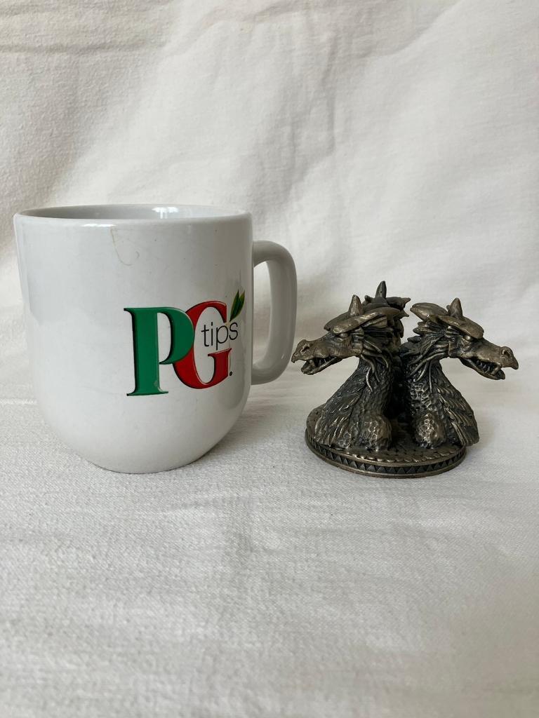 Myth and Magic Tudor Mint Pewter Sculpture DRAGONS HEADS 3821 Collectable