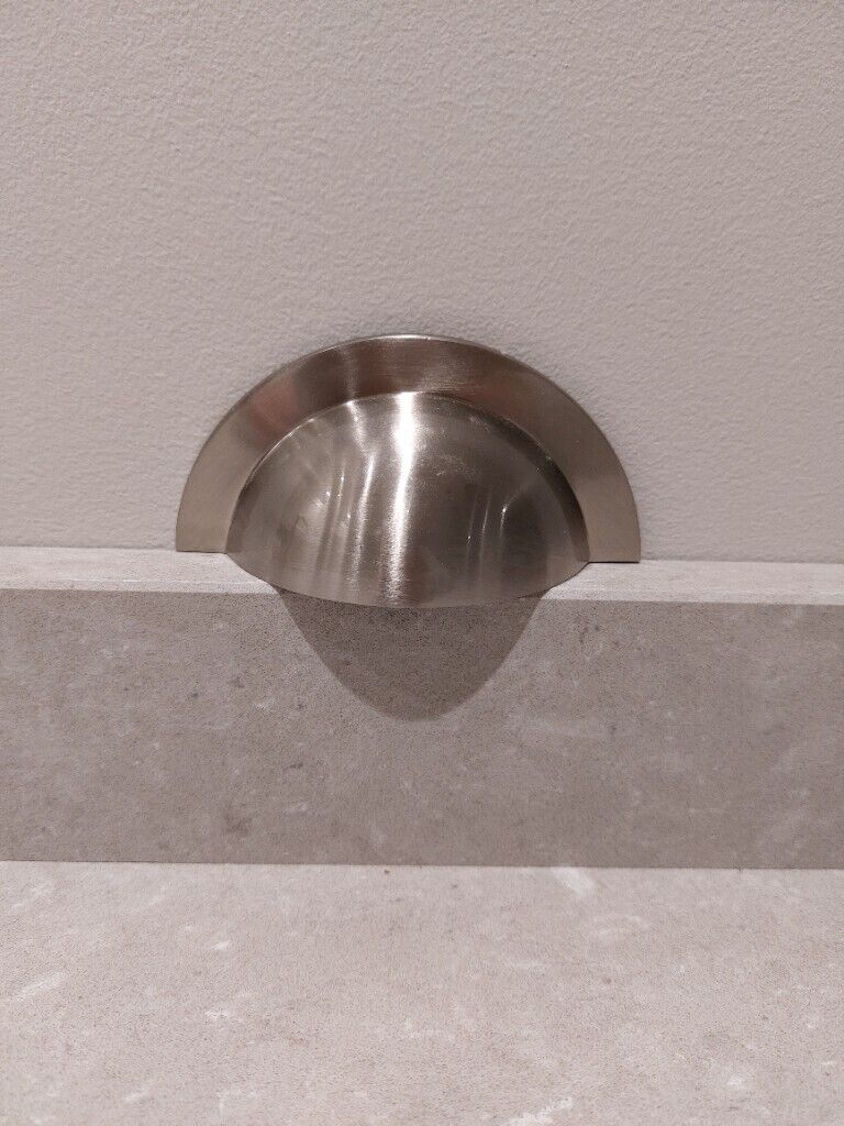 Brushed chrome cup handles 