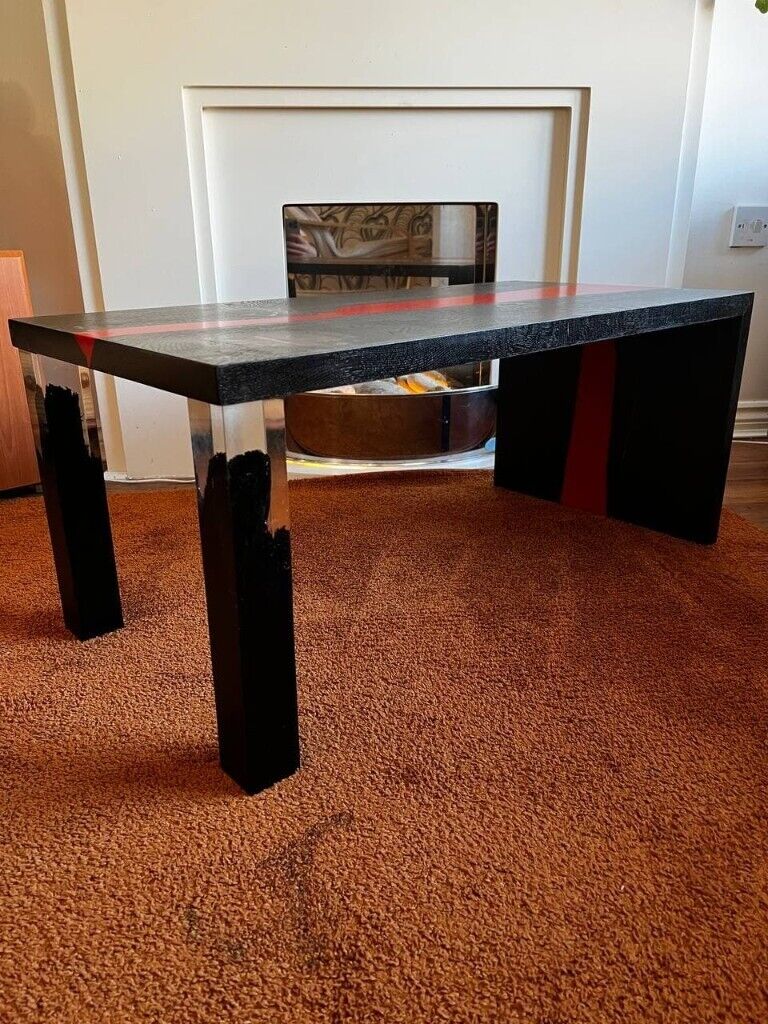 Bespoke Handmade Ebonized Oak Resin Waterfall Coffee table