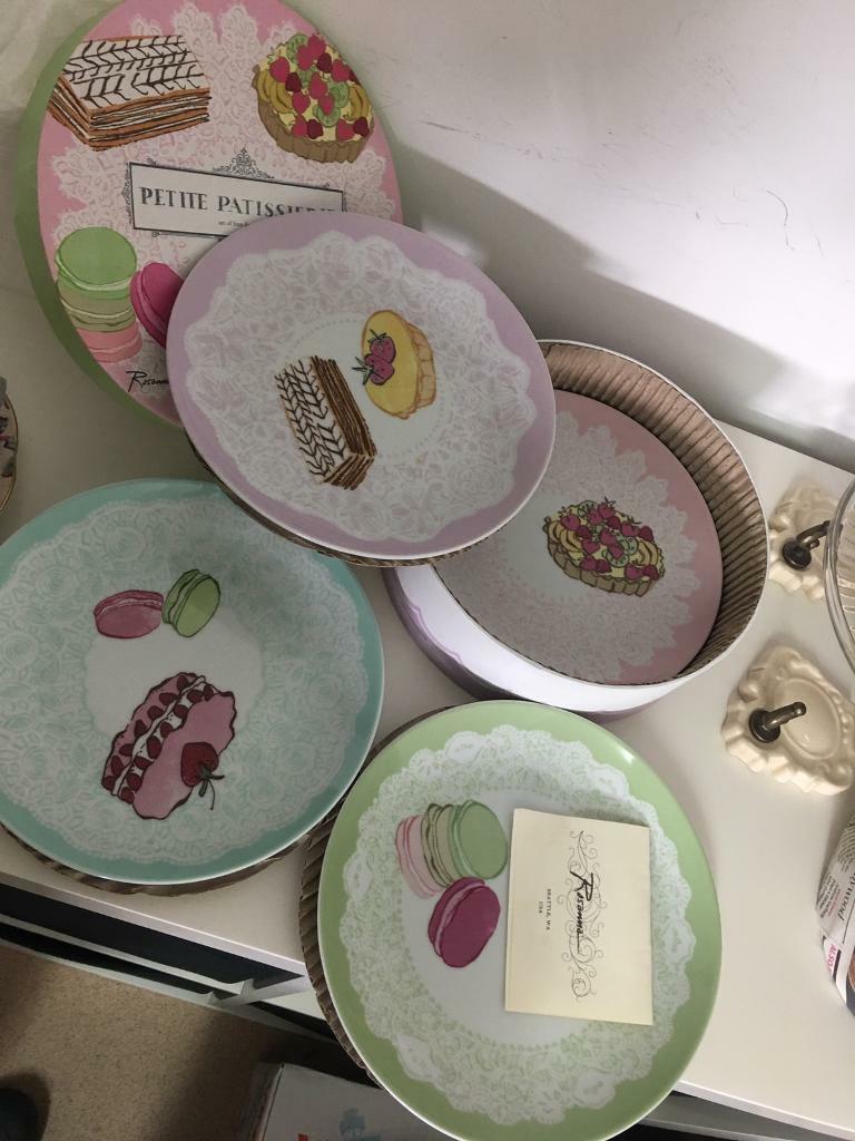 Vintage/shabby chic dessert plate set- new
