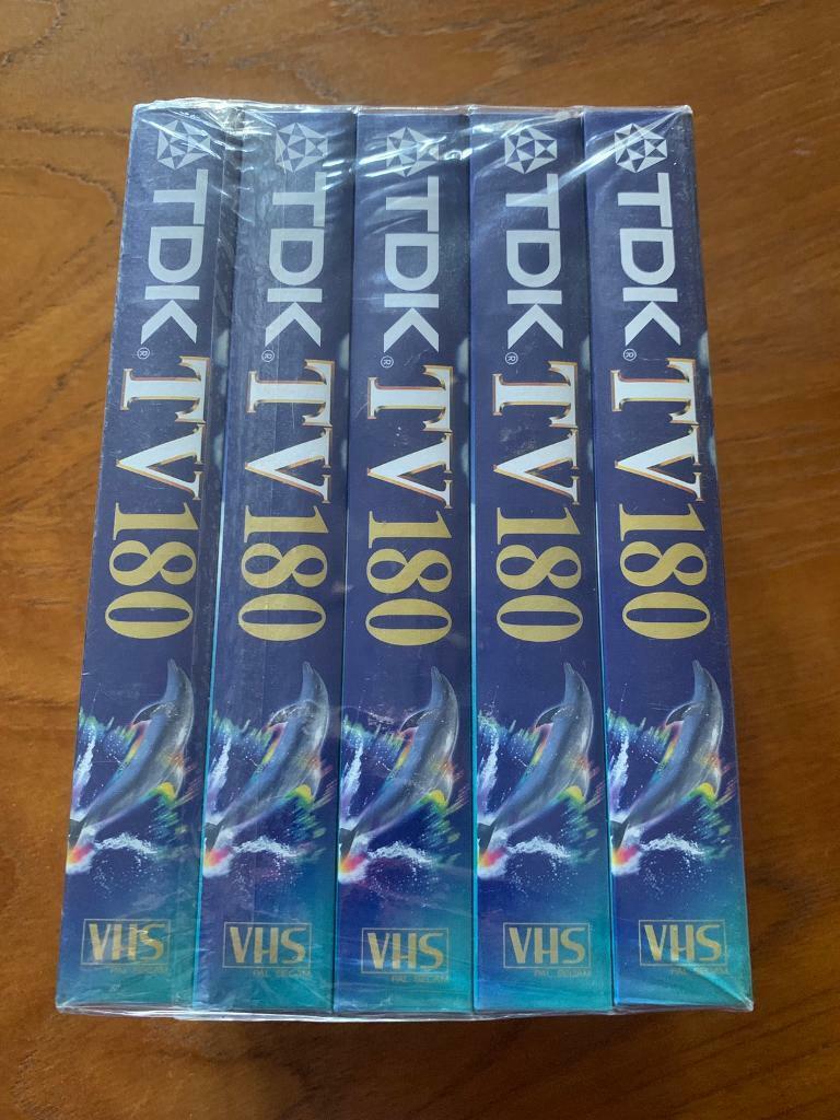 NEW & Sealed - 5 Pack of TDK E-180 TVED Blank VHS Video Tapes 3 Hours